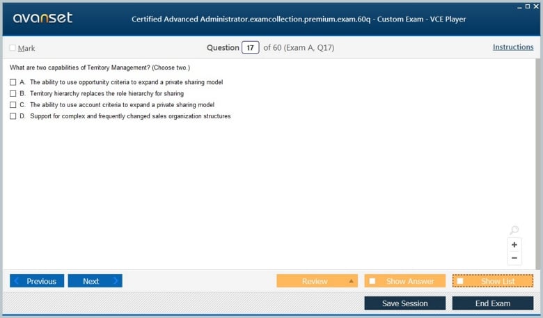 Certified Advanced Administrator Premium VCE Screenshot #3